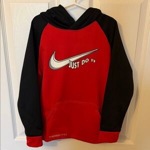 Nike Kids Red and Black Therma-Fit Hoodie
